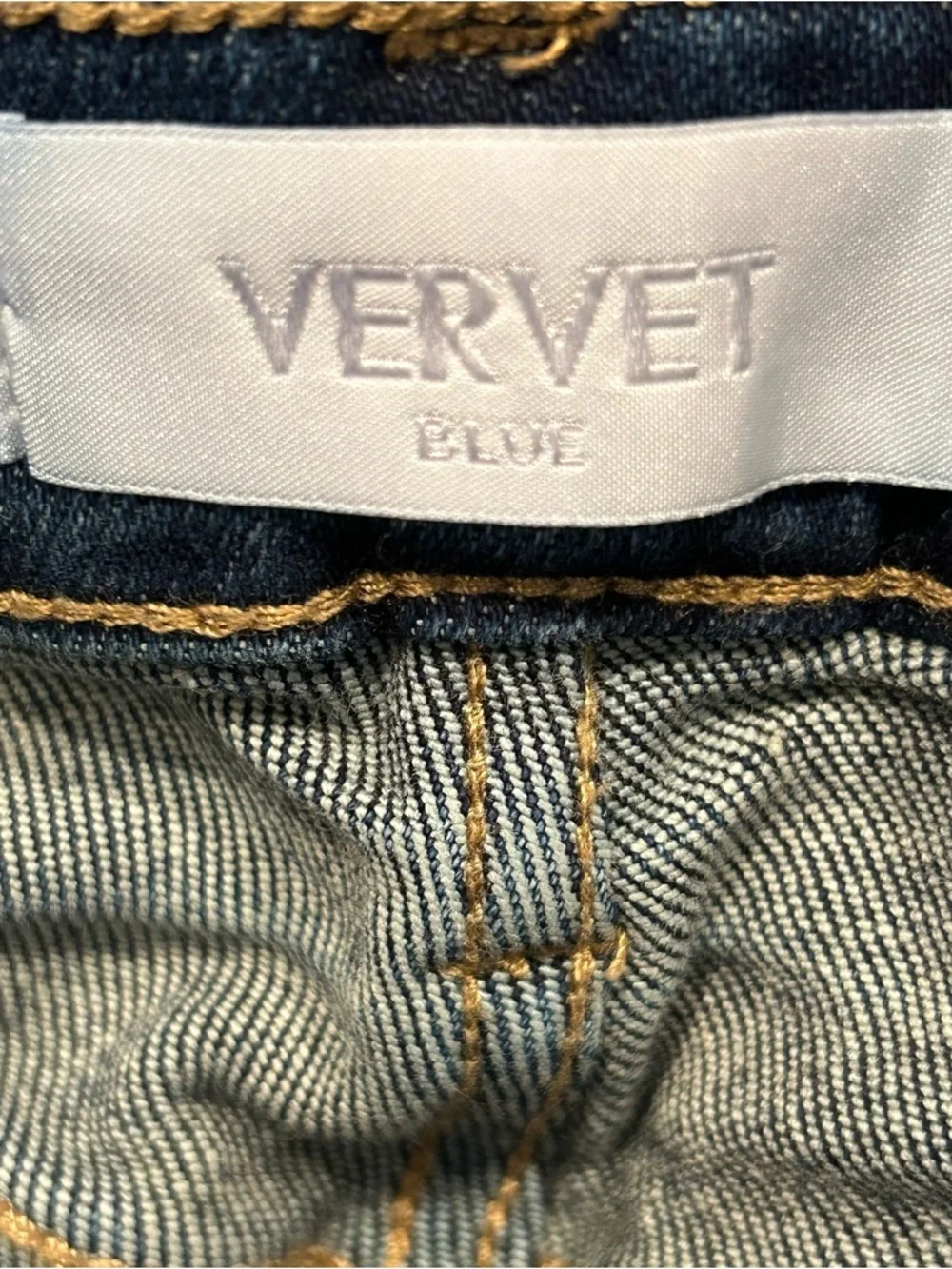 Vervet Blue High Rise Skinny Jeans Women’s Size 26 Dark Wash Stretch Raw Hem‎